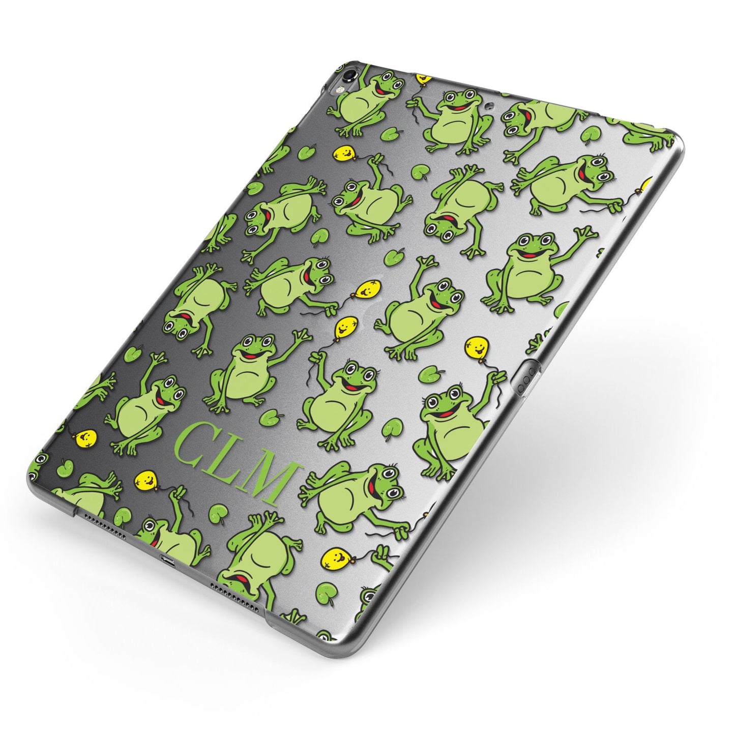 Personalised Frog Initials Apple iPad Case on Grey iPad Side View