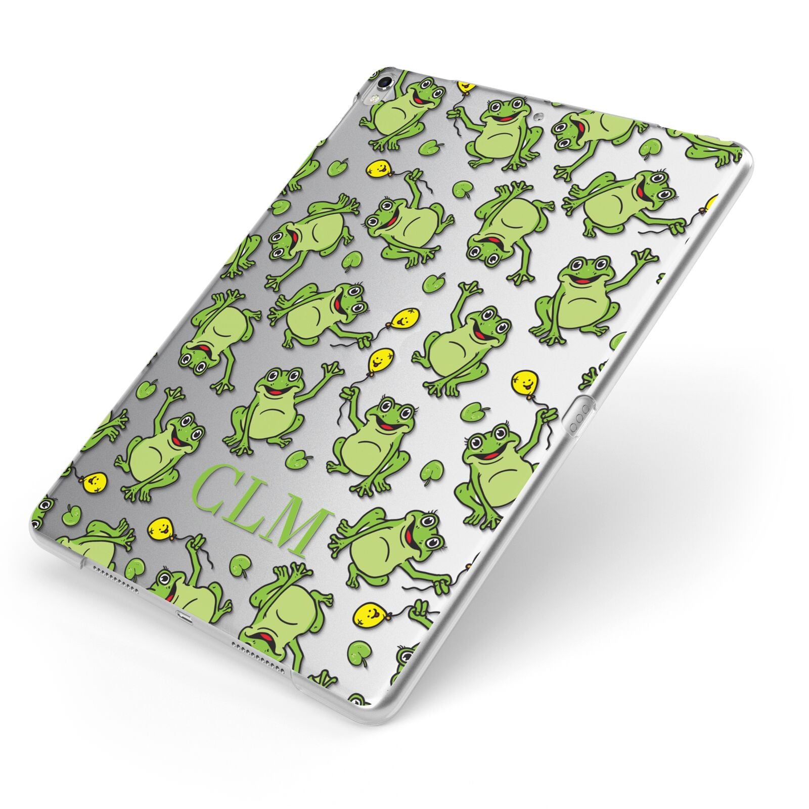 Personalised Frog Initials Apple iPad Case on Silver iPad Side View