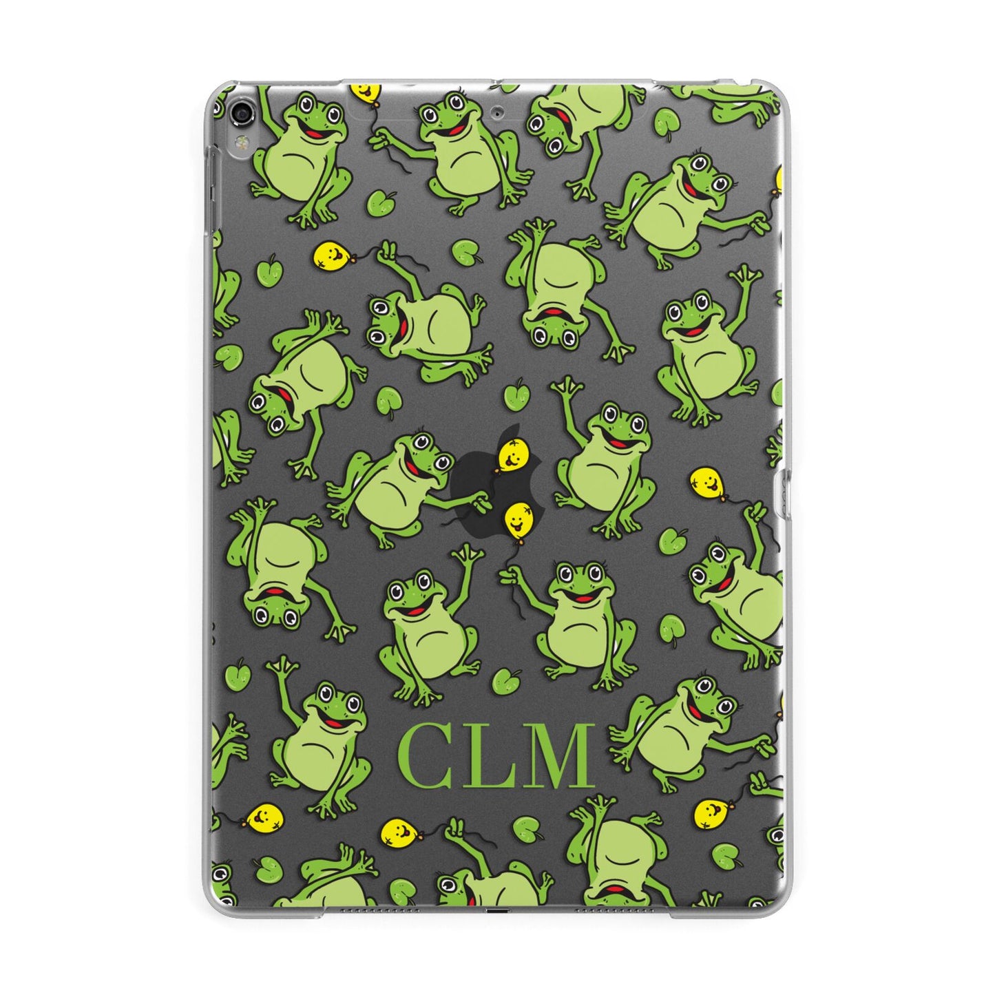 Personalised Frog Initials Apple iPad Grey Case