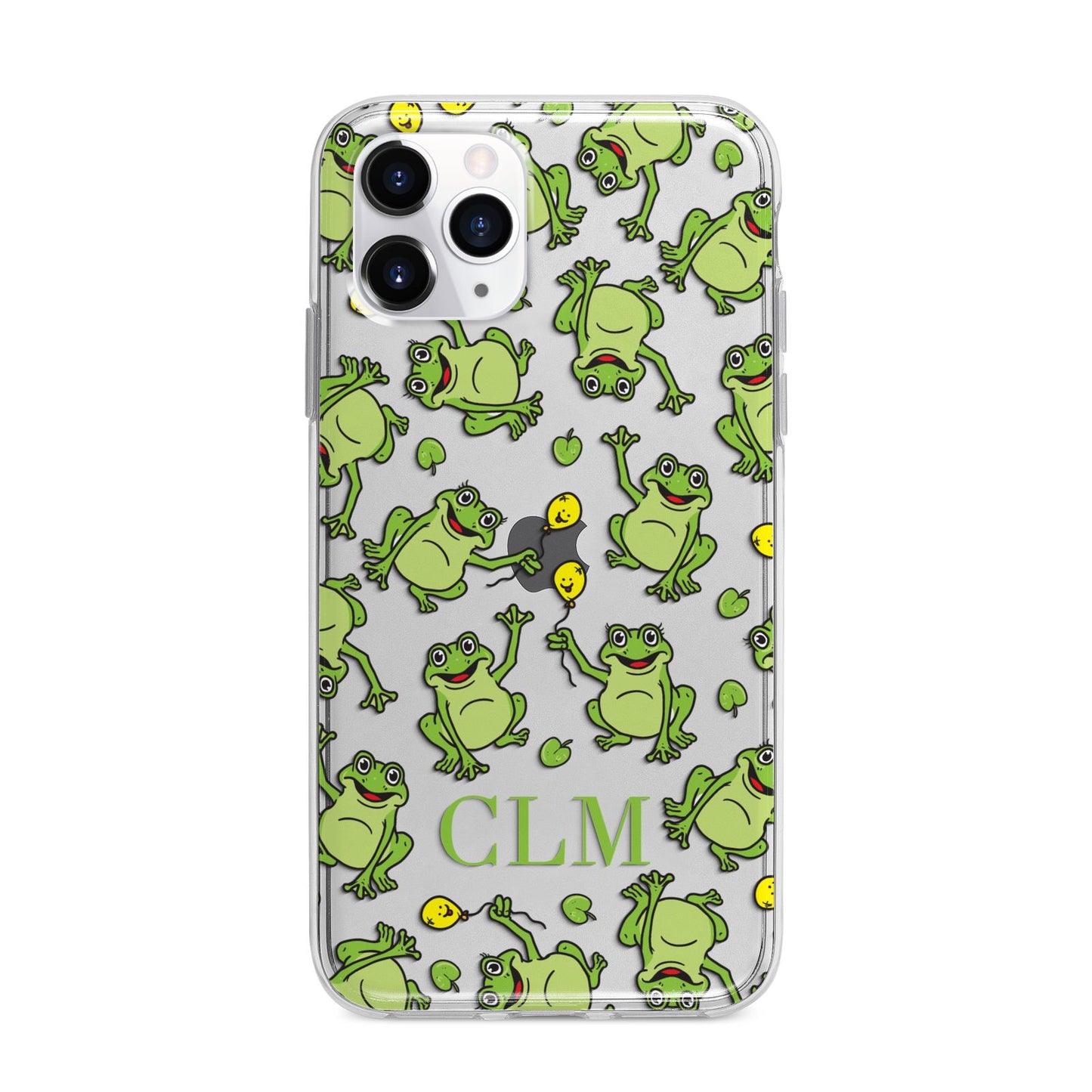 Personalised Frog Initials Apple iPhone 11 Pro in Silver with Bumper Case