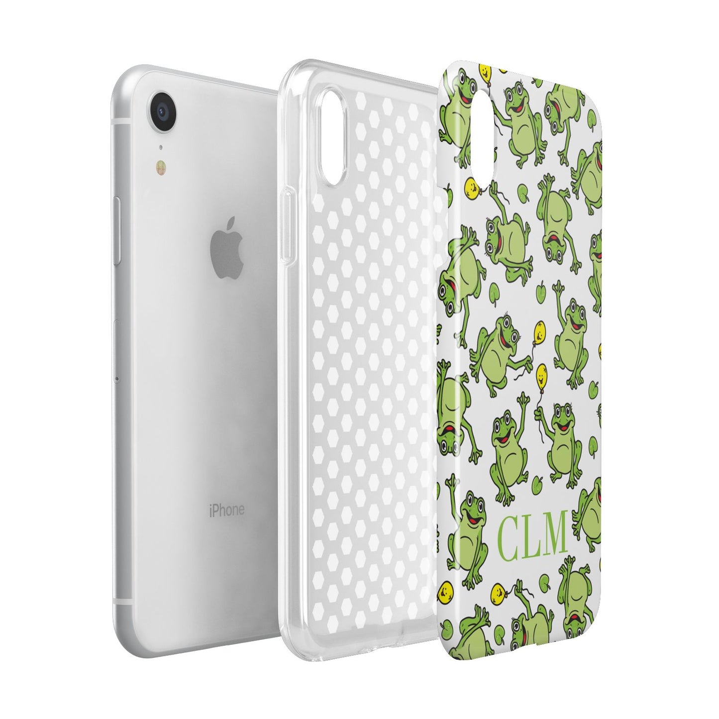 Personalised Frog Initials Apple iPhone XR White 3D Tough Case Expanded view