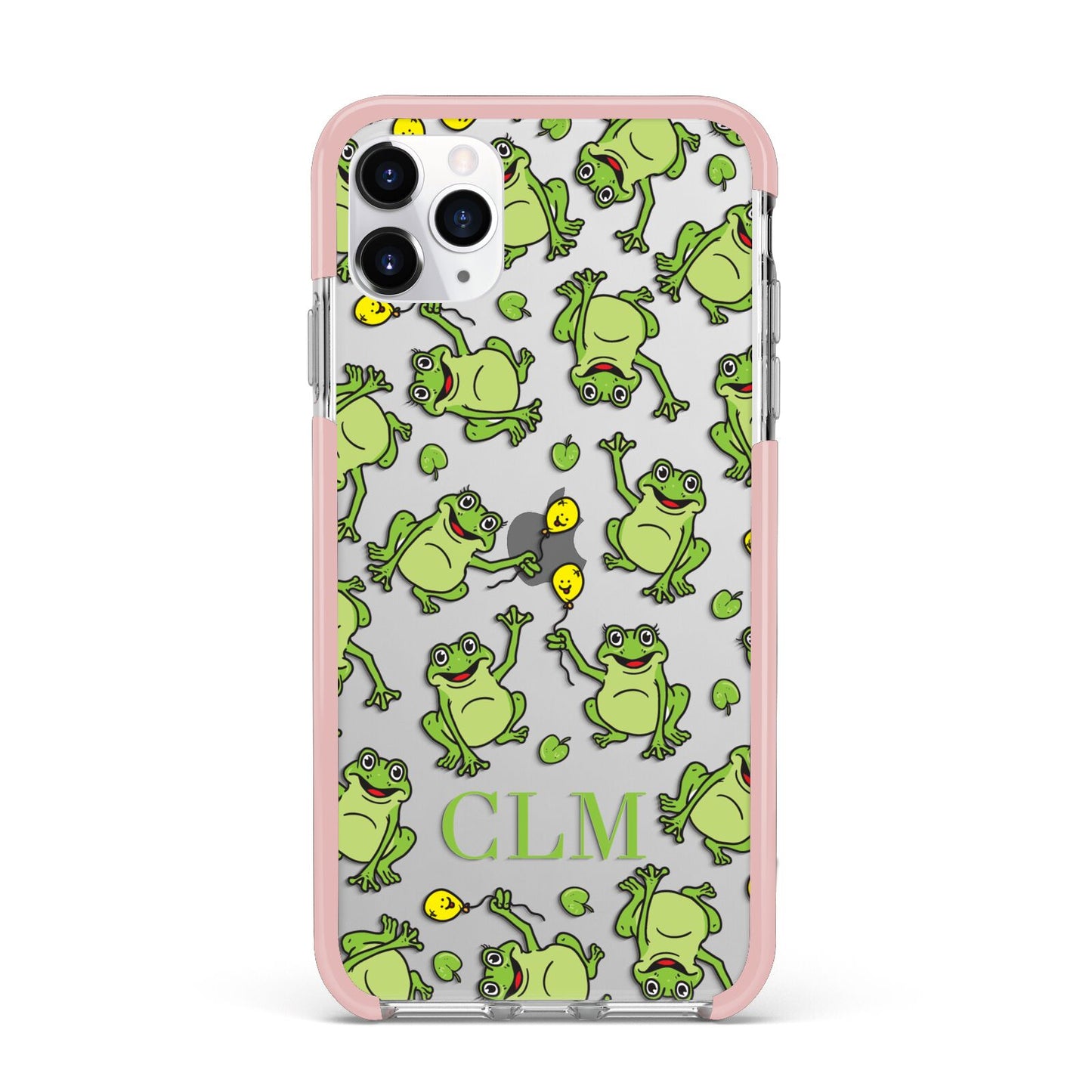 Personalised Frog Initials iPhone 11 Pro Max Impact Pink Edge Case