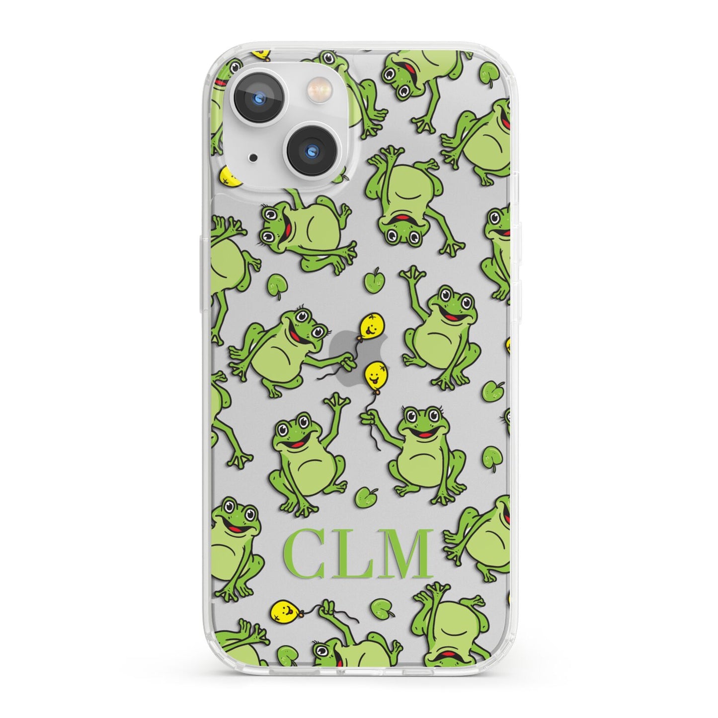 Personalised Frog Initials iPhone 13 Clear Bumper Case