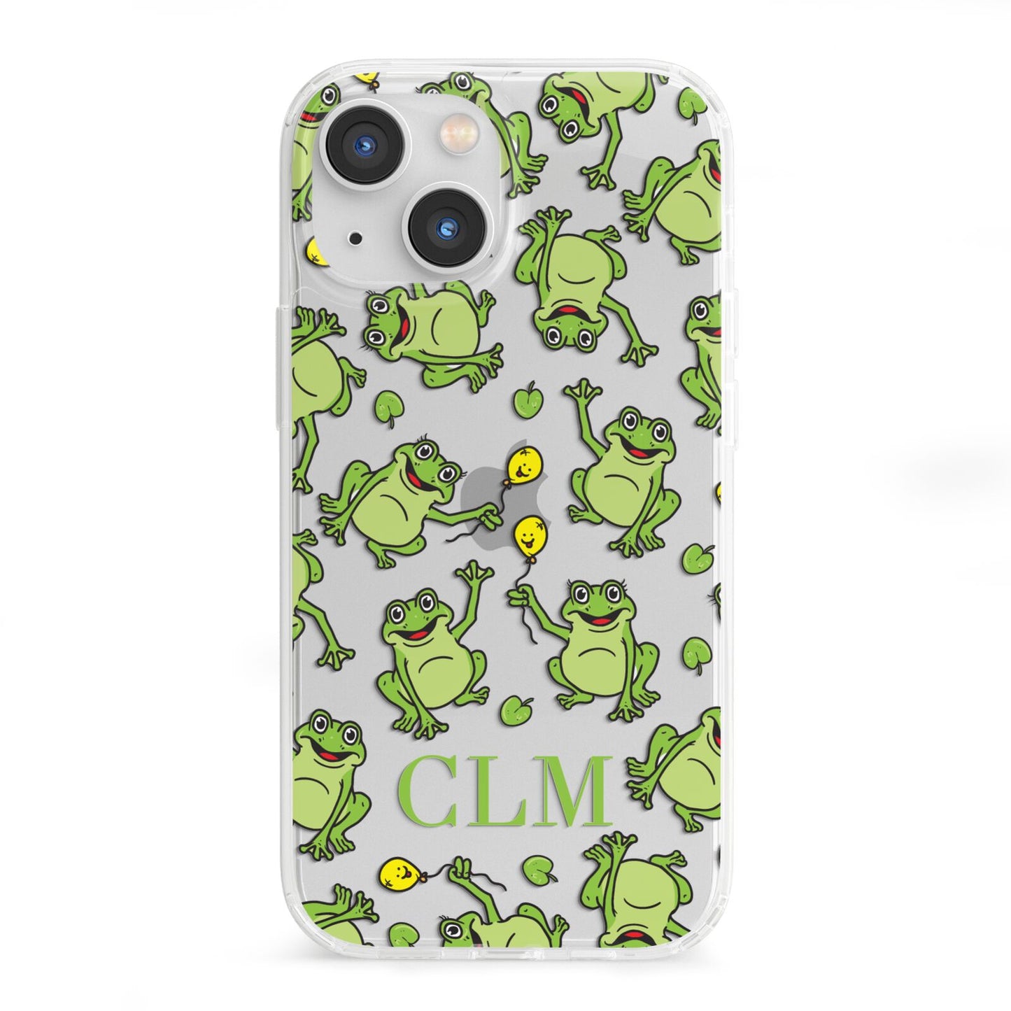 Personalised Frog Initials iPhone 13 Mini Clear Bumper Case