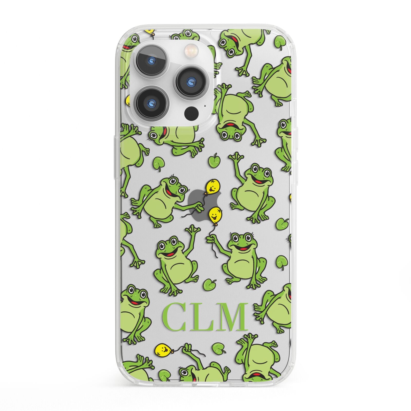 Personalised Frog Initials iPhone 13 Pro Clear Bumper Case