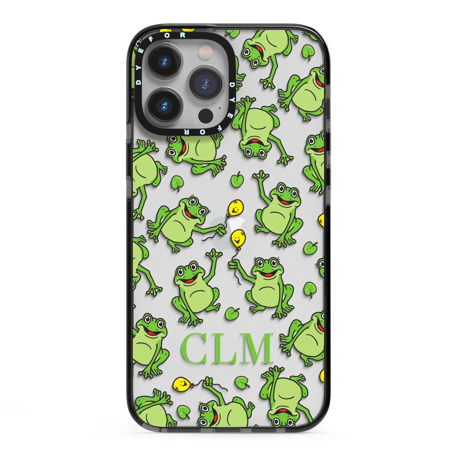 Personalised Frog Initials iPhone 13 Pro Max Black Impact Case on Silver phone