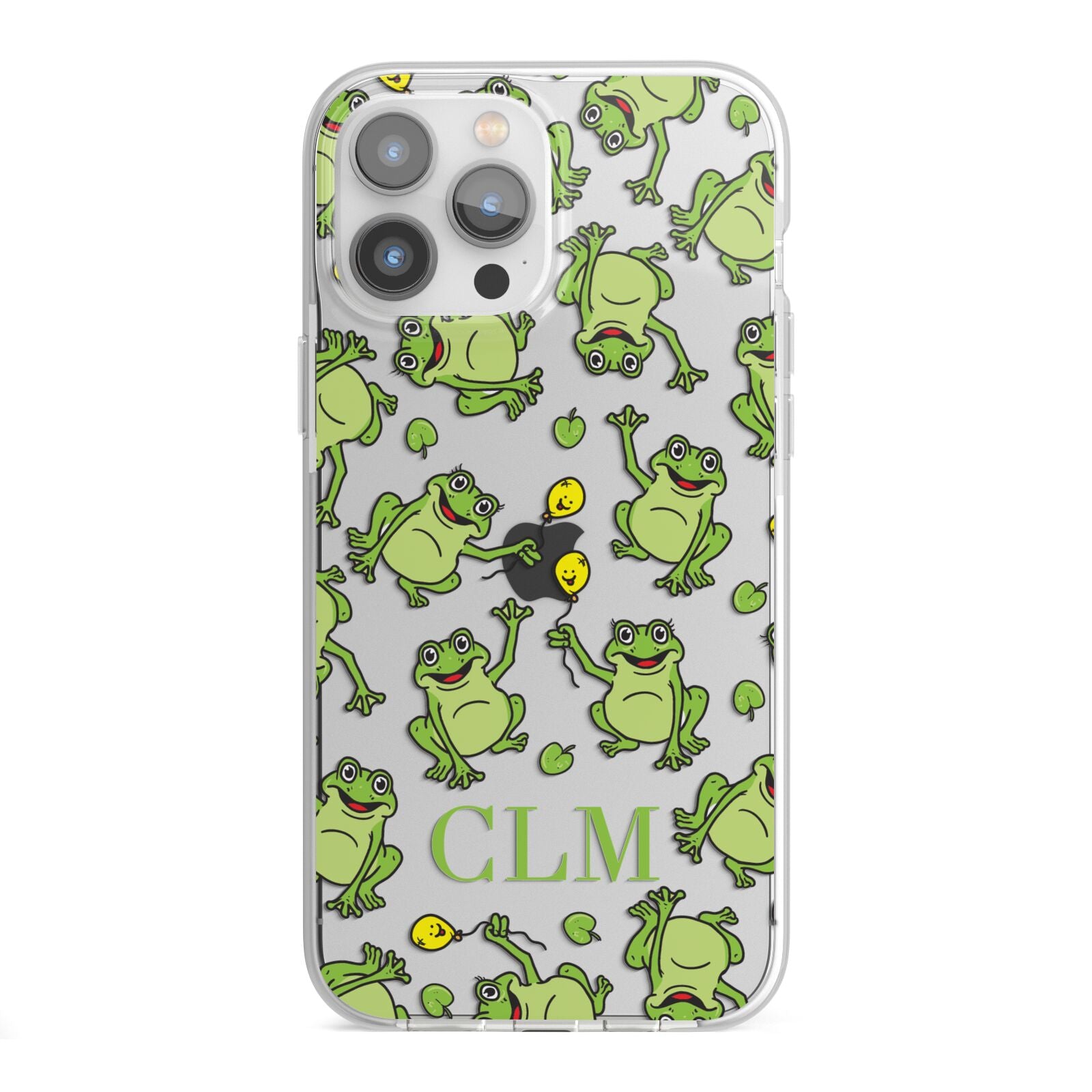 Personalised Frog Initials iPhone 13 Pro Max TPU Impact Case with White Edges