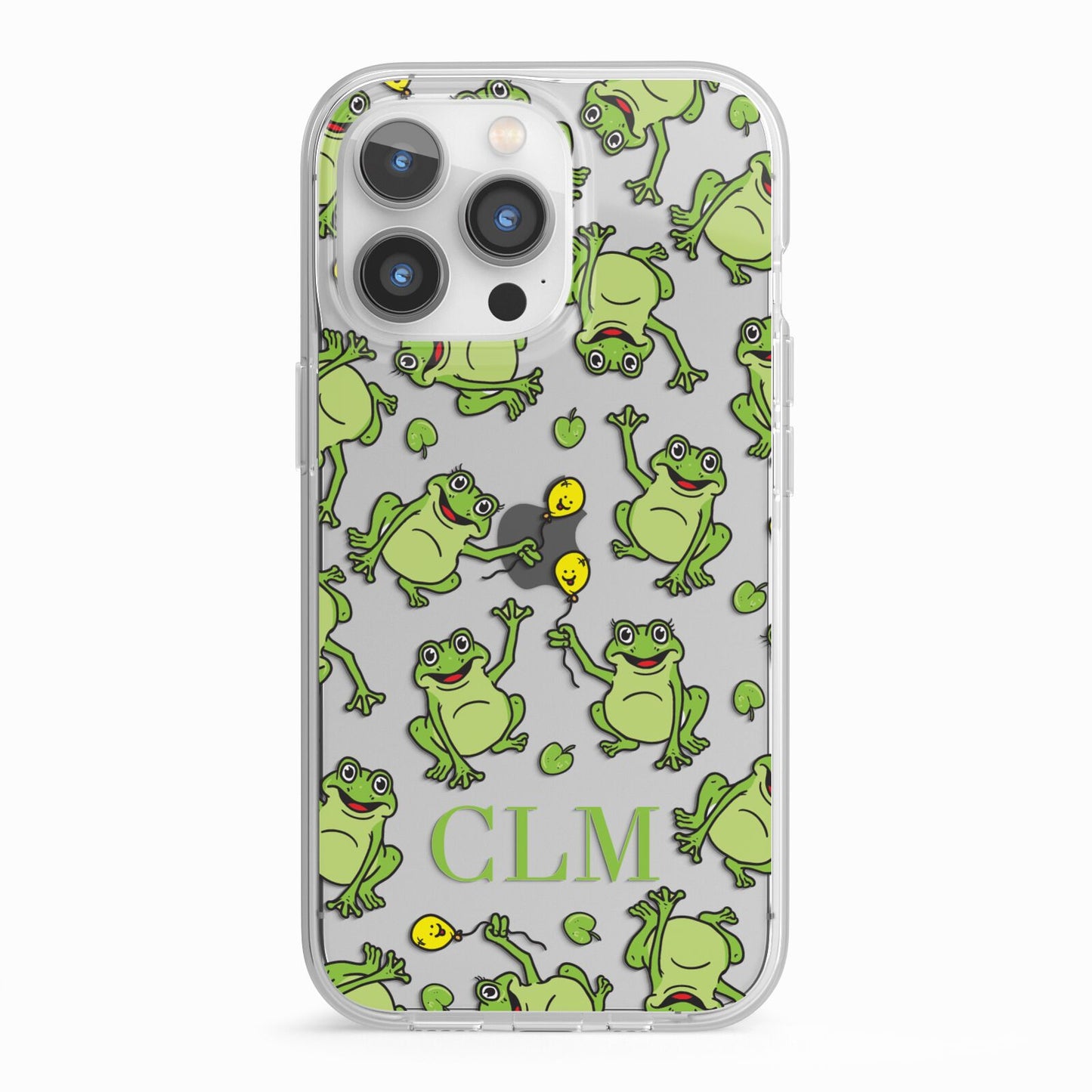 Personalised Frog Initials iPhone 13 Pro TPU Impact Case with White Edges