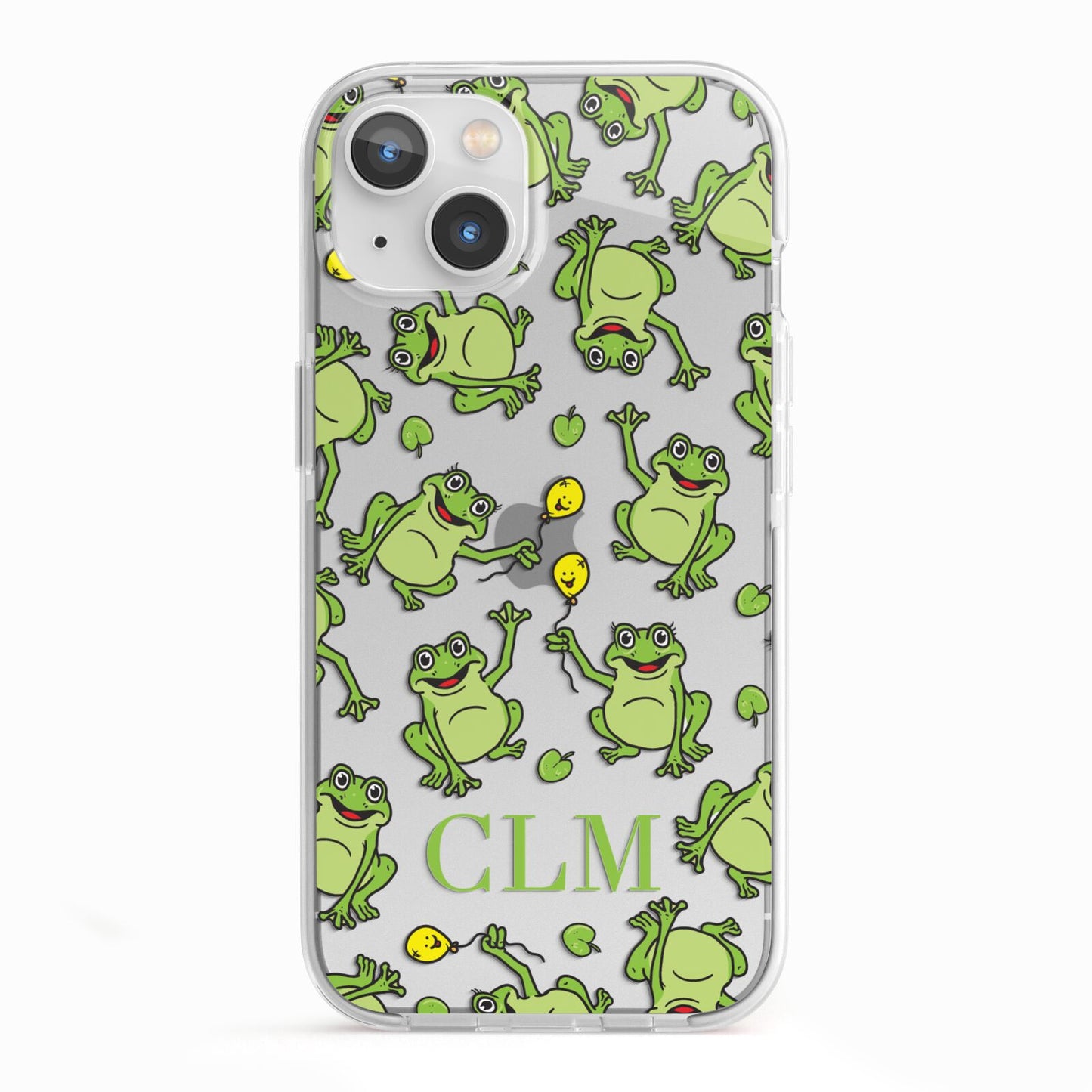 Personalised Frog Initials iPhone 13 TPU Impact Case with White Edges