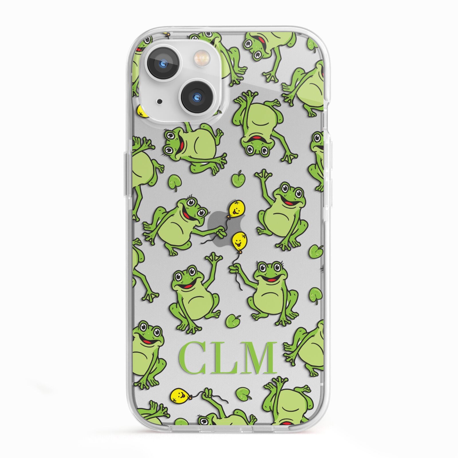 Personalised Frog Initials iPhone 13 TPU Impact Case with White Edges