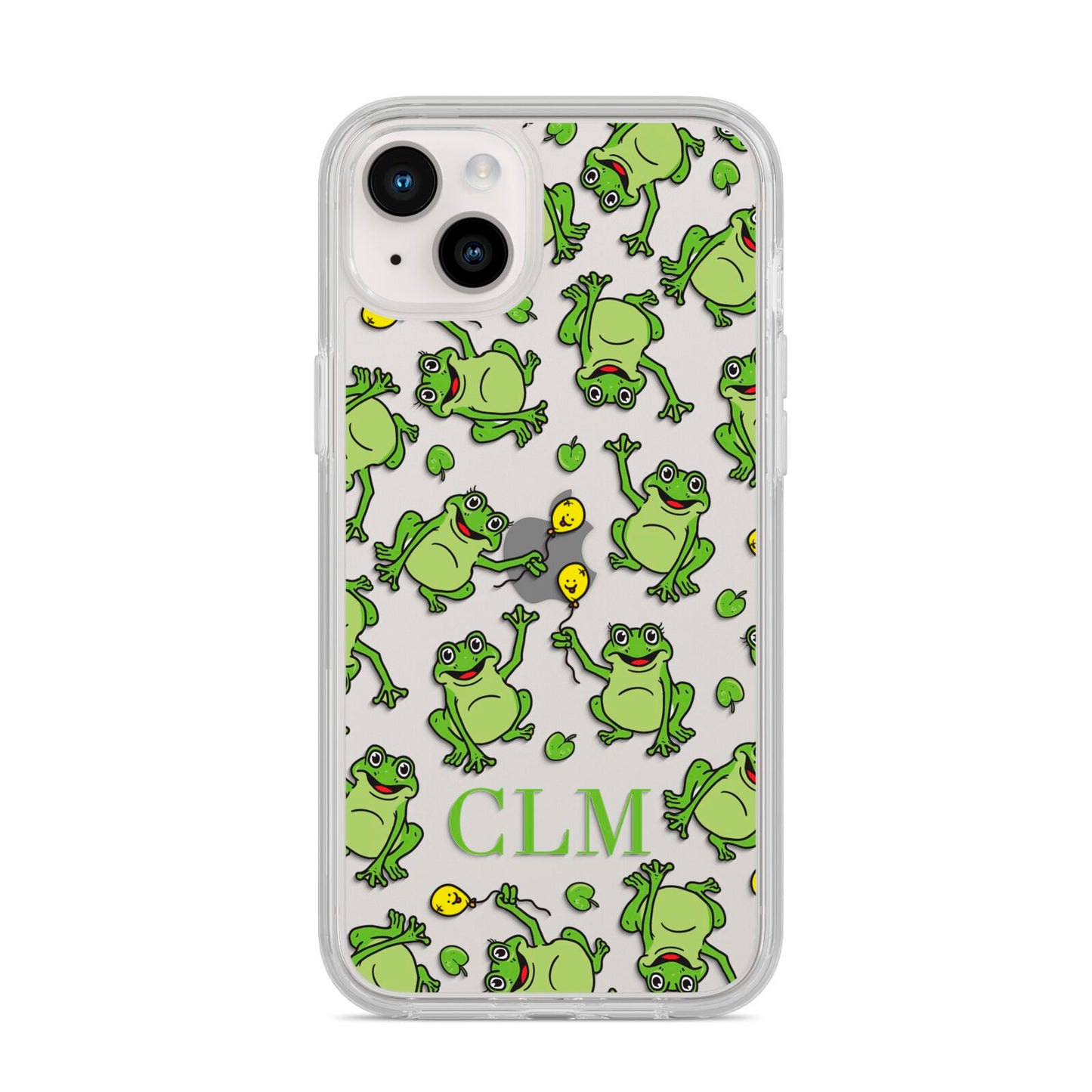 Personalised Frog Initials iPhone 14 Plus Clear Tough Case Starlight