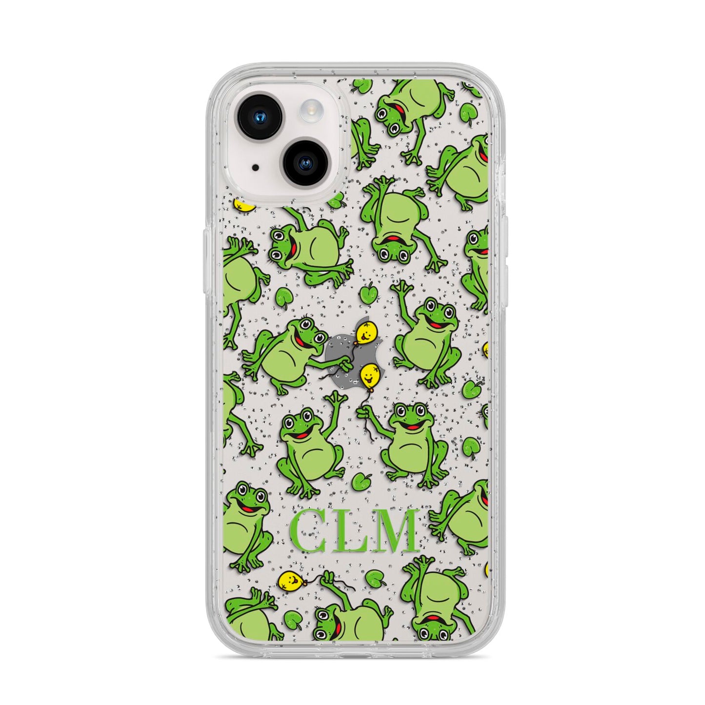 Personalised Frog Initials iPhone 14 Plus Glitter Tough Case Starlight