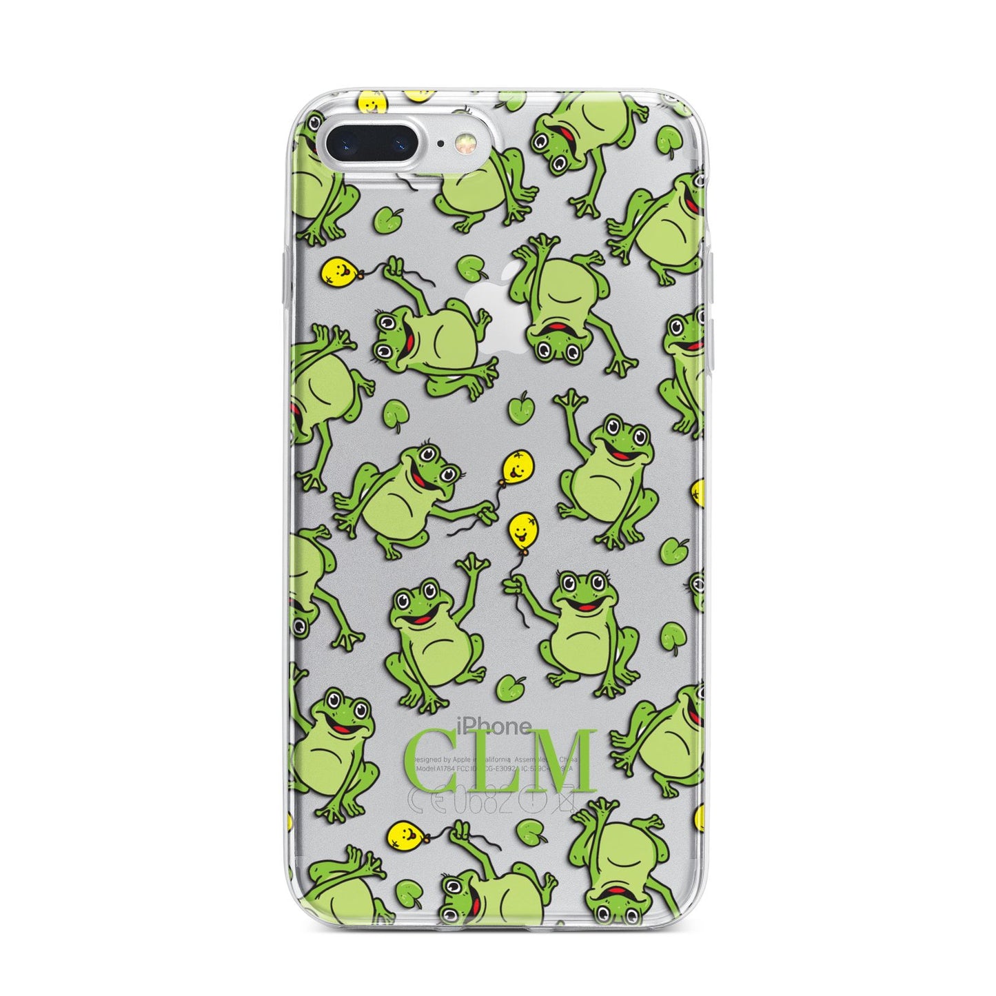 Personalised Frog Initials iPhone 7 Plus Bumper Case on Silver iPhone