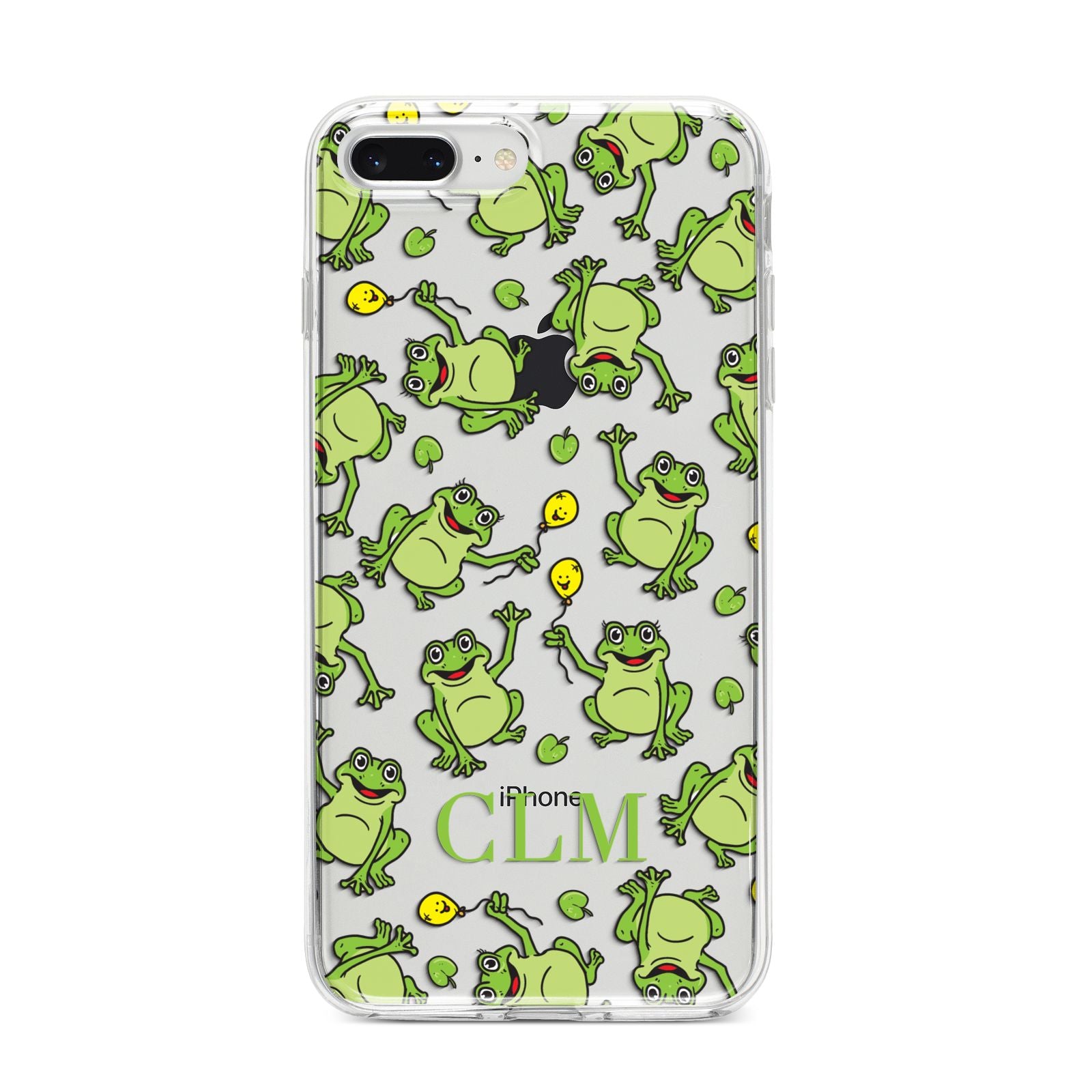 Personalised Frog Initials iPhone 8 Plus Bumper Case on Silver iPhone