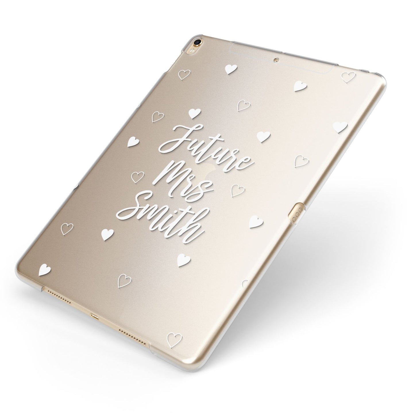 Personalised Future Mrs Apple iPad Case on Gold iPad Side View