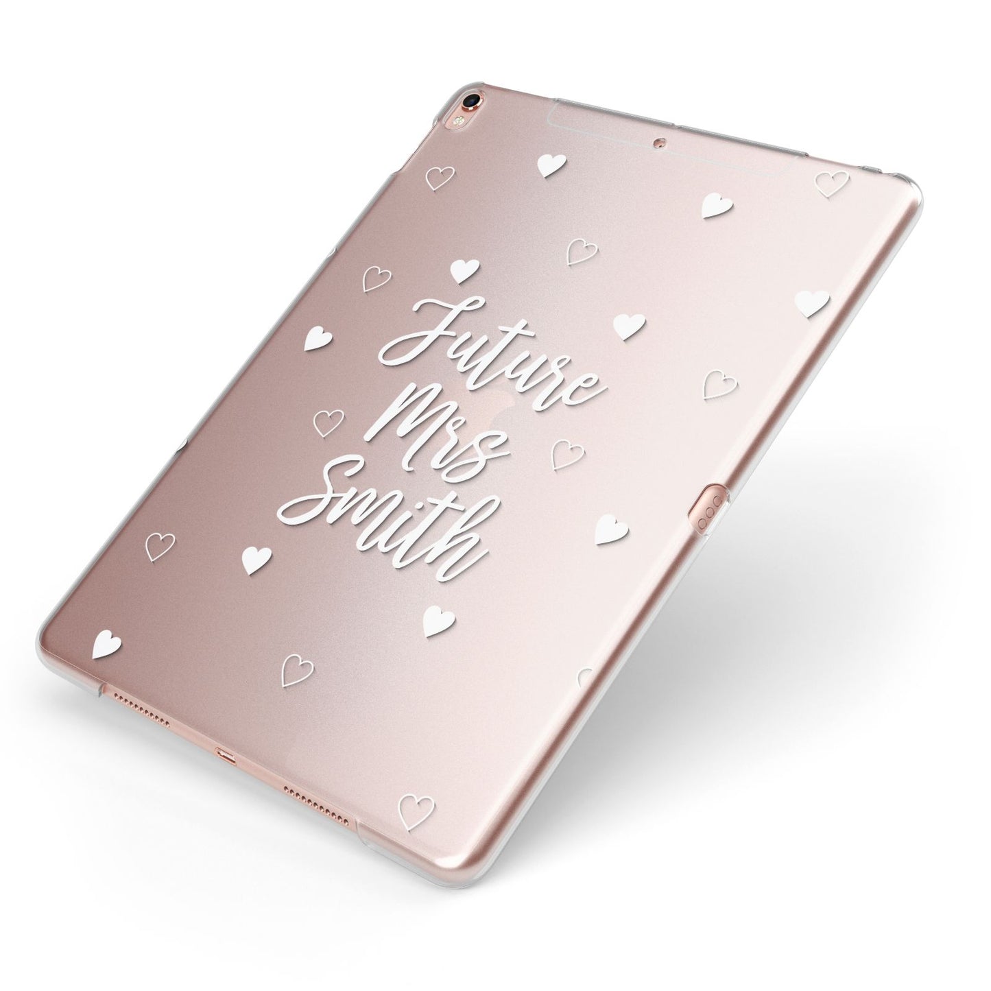 Personalised Future Mrs Apple iPad Case on Rose Gold iPad Side View