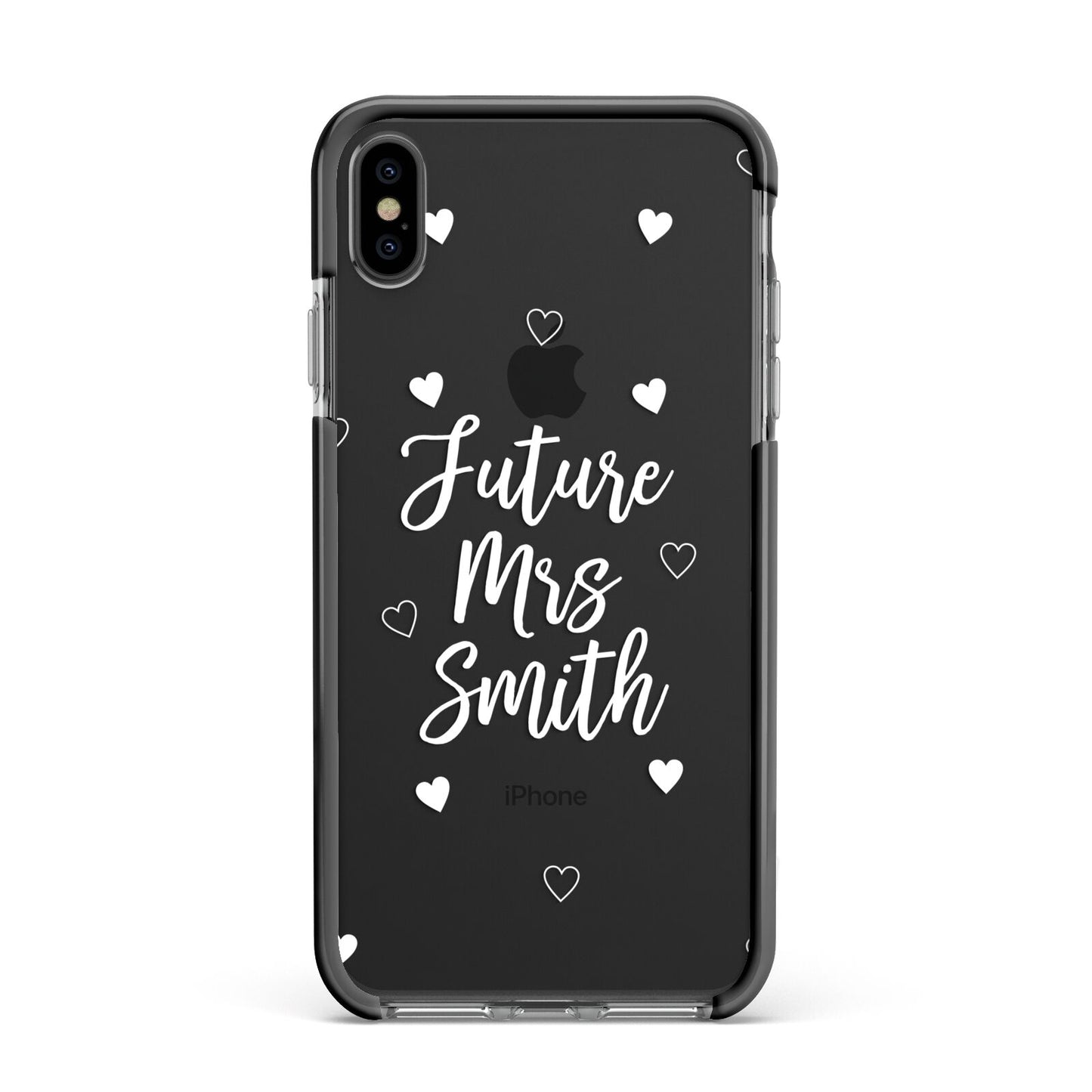 Personalised Future Mrs Apple iPhone Xs Max Impact Case Black Edge on Black Phone