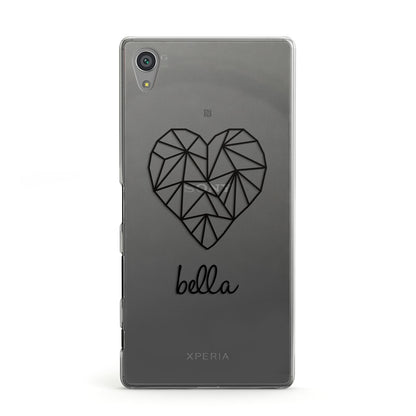 Personalised Geometric Heart Name Clear Sony Xperia Case