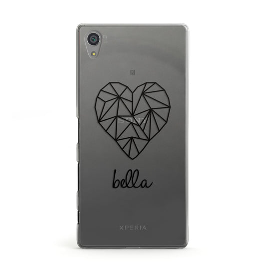 Personalised Geometric Heart Name Clear Sony Xperia Case