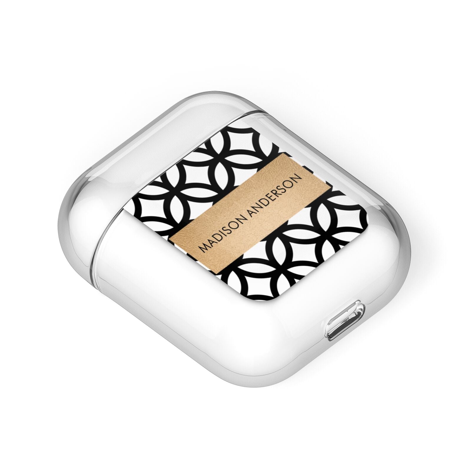 Personalised Geometric Name Or Initials Custom AirPods Case Laid Flat