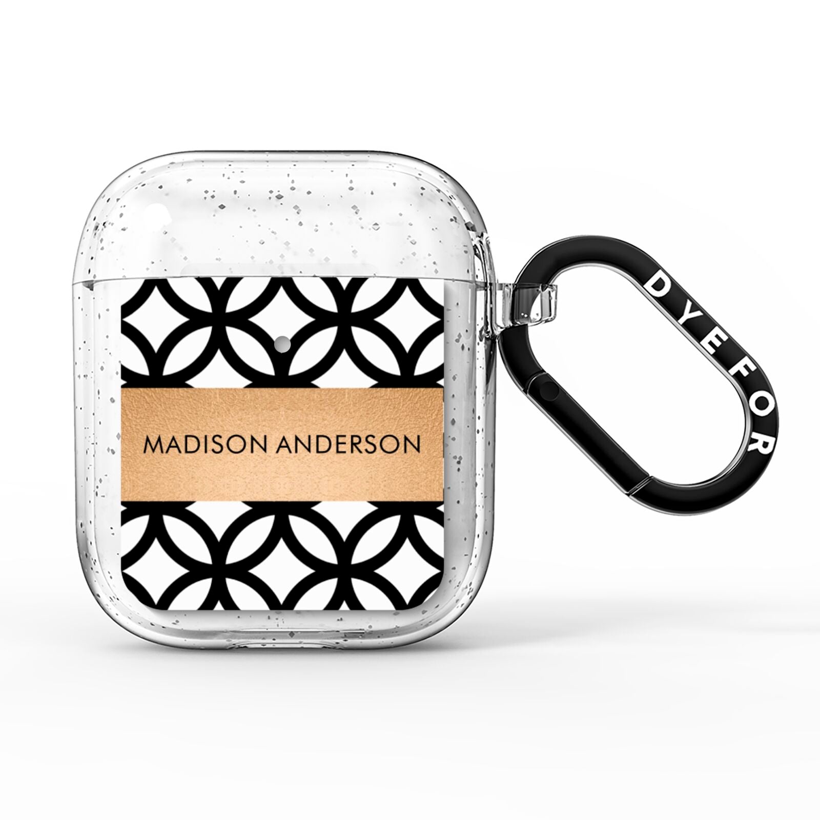 Personalised Geometric Name Or Initials Custom AirPods Glitter Case