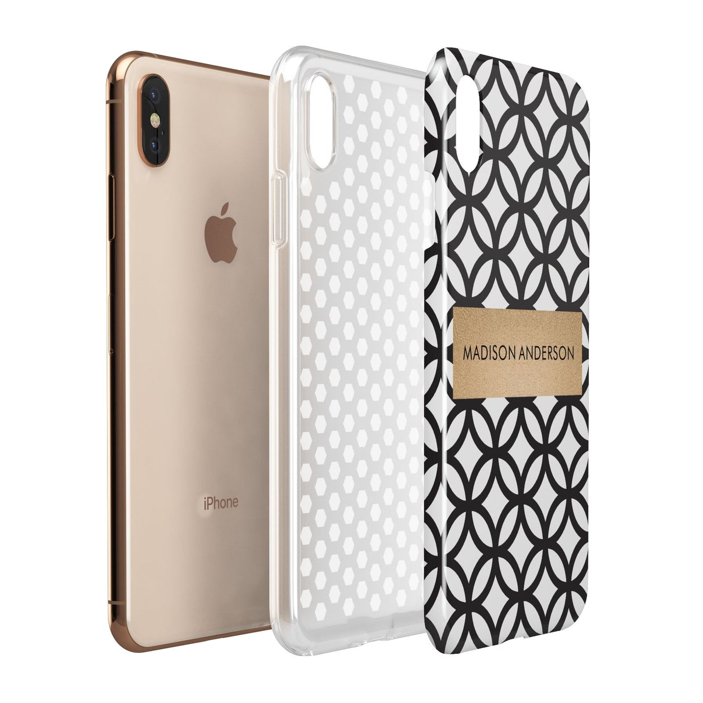 Personalised Geometric Name Or Initials Custom Apple iPhone Xs Max 3D Tough Case Expanded View