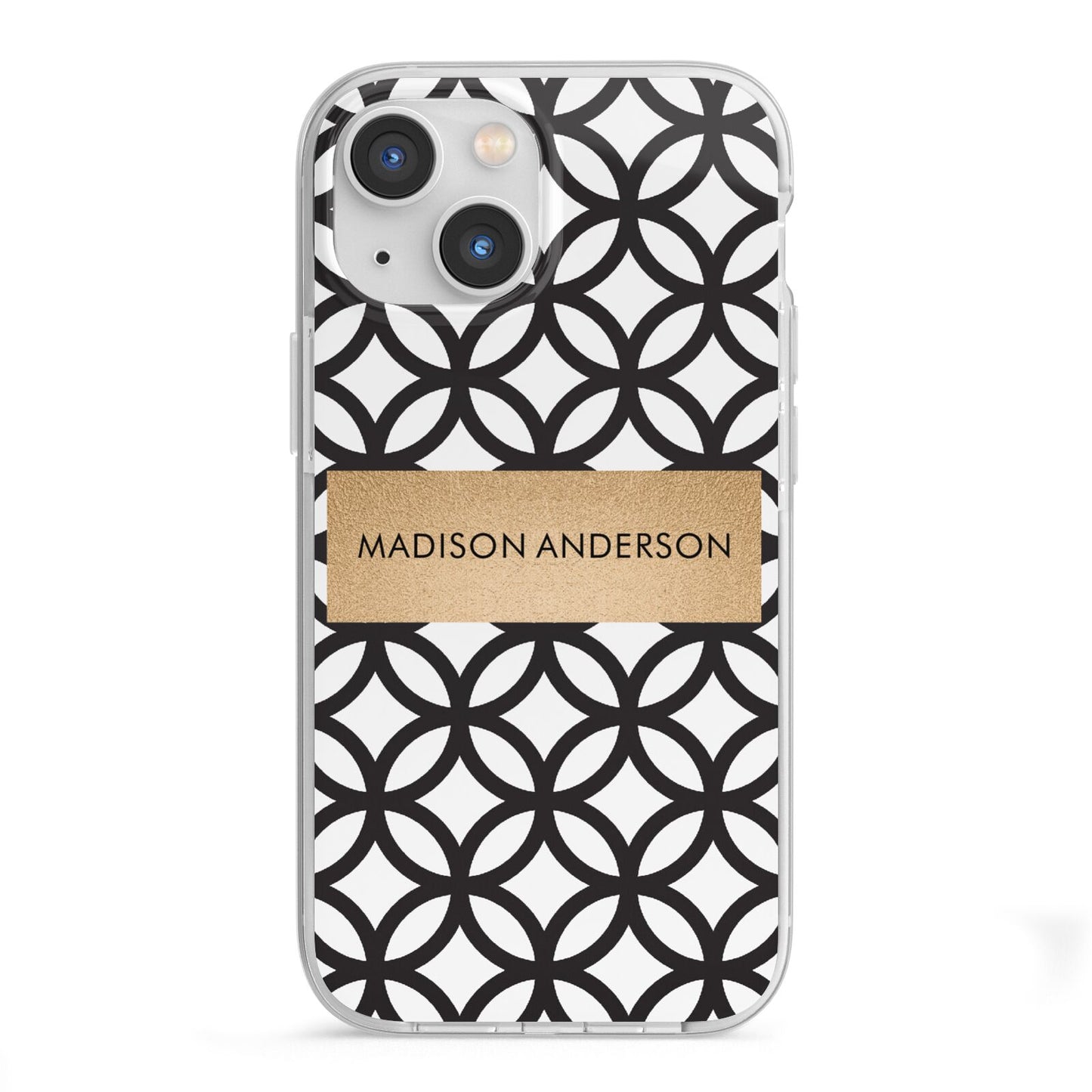 Personalised Geometric Name Or Initials Custom iPhone 13 Mini TPU Impact Case with White Edges