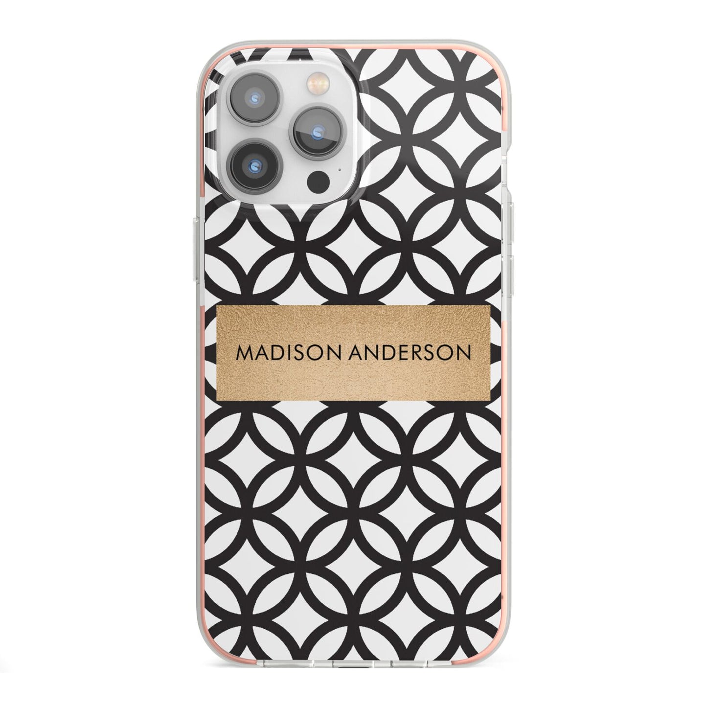 Personalised Geometric Name Or Initials Custom iPhone 13 Pro Max TPU Impact Case with Pink Edges