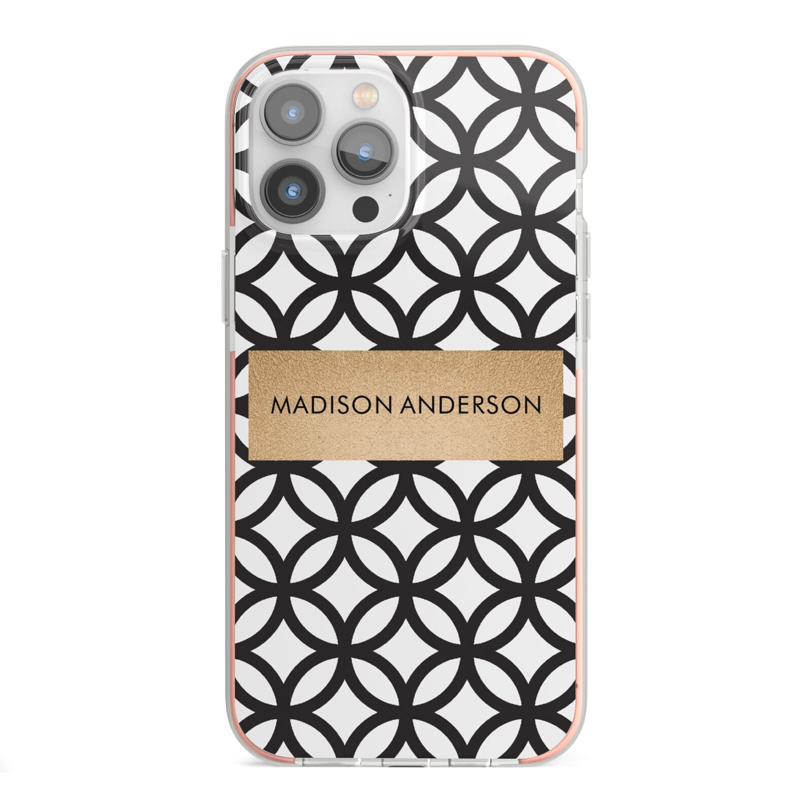 Personalised Geometric Name Or Initials Custom iPhone 13 Pro Max TPU Impact Case with Pink Edges