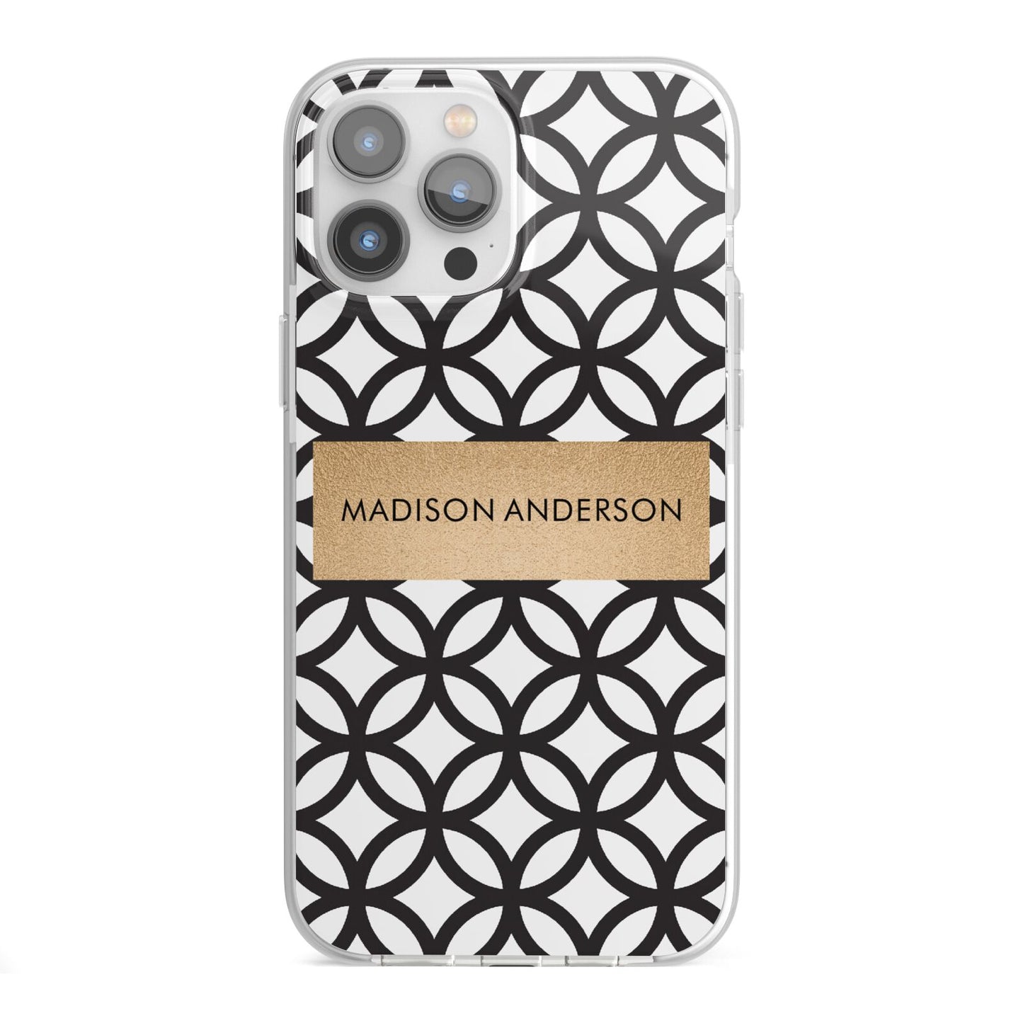 Personalised Geometric Name Or Initials Custom iPhone 13 Pro Max TPU Impact Case with White Edges