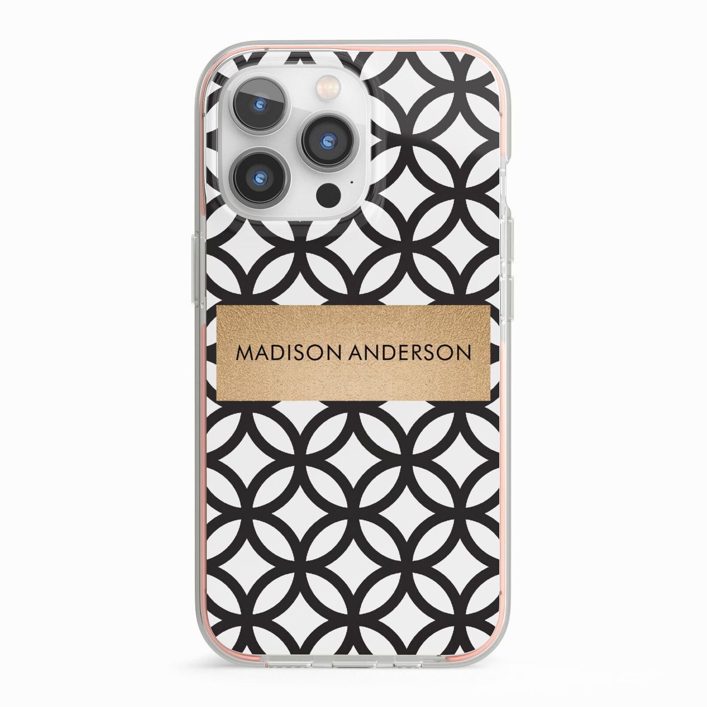 Personalised Geometric Name Or Initials Custom iPhone 13 Pro TPU Impact Case with Pink Edges