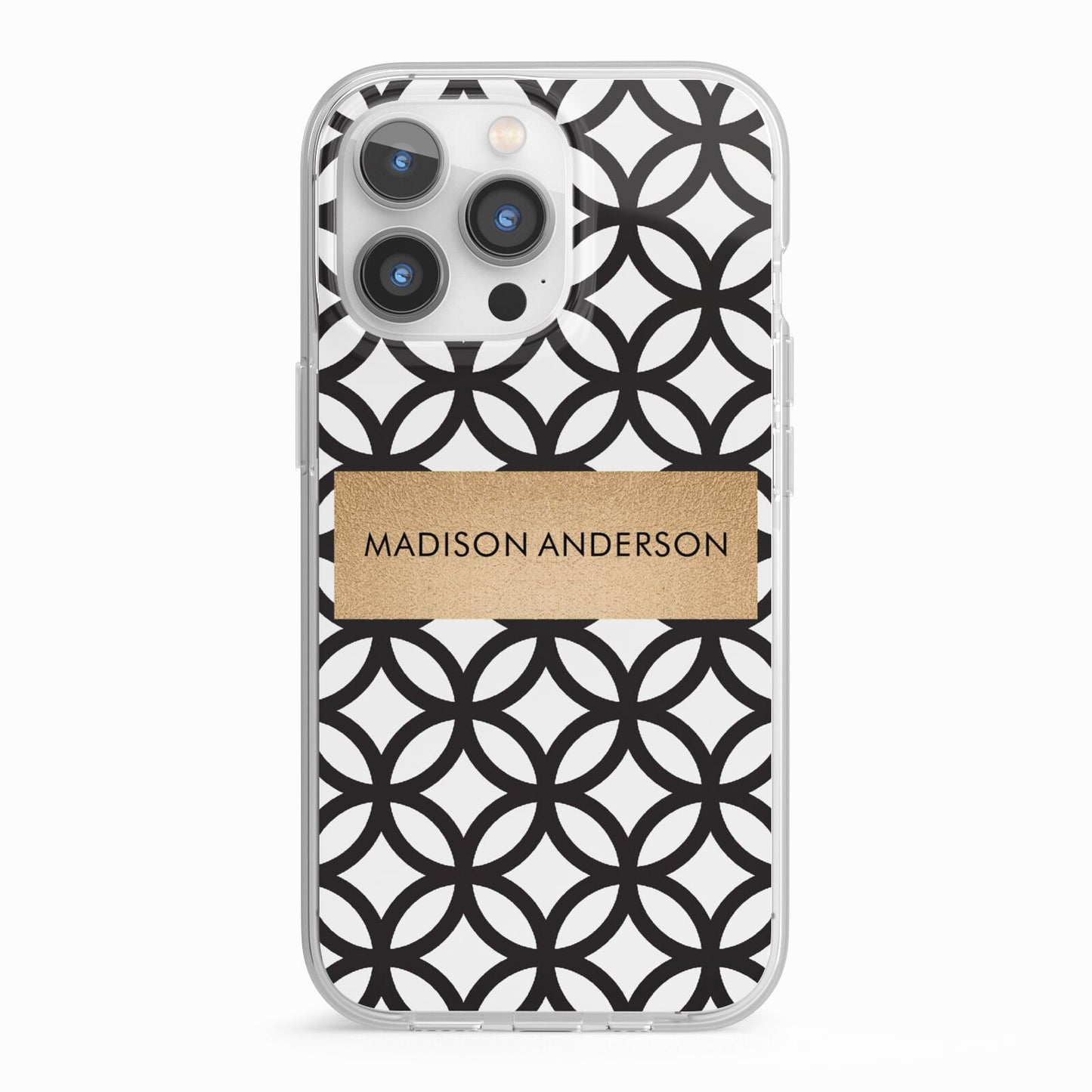 Personalised Geometric Name Or Initials Custom iPhone 13 Pro TPU Impact Case with White Edges