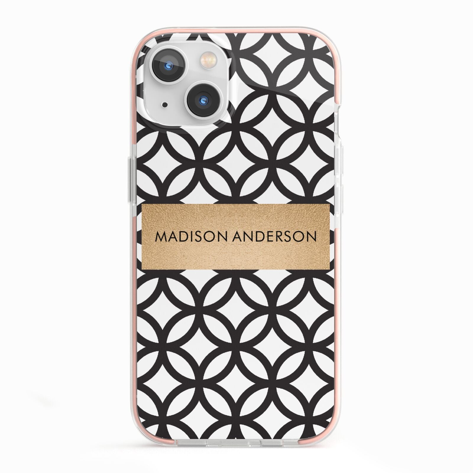 Personalised Geometric Name Or Initials Custom iPhone 13 TPU Impact Case with Pink Edges