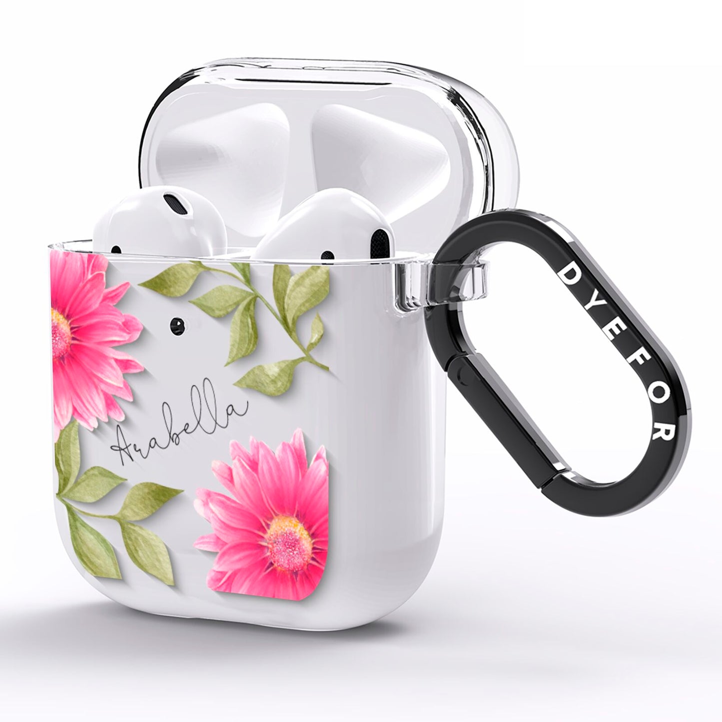 Personalised Gerbera Daisy AirPods Clear Case Side Image