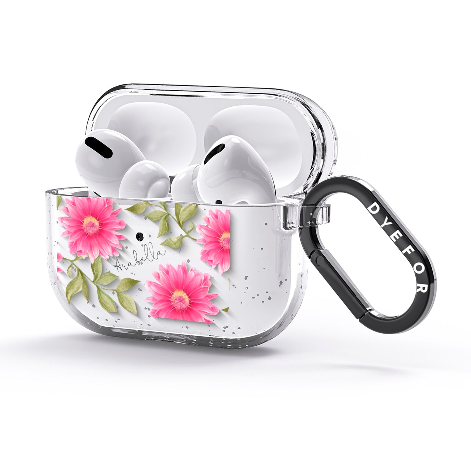 Personalised Gerbera Daisy AirPods Glitter Case 3rd Gen Side Image