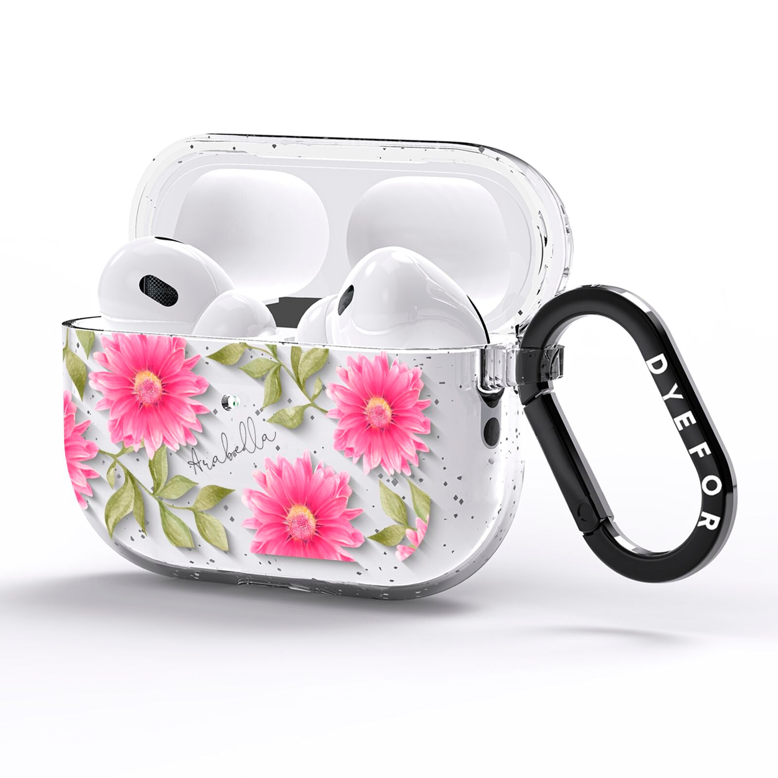 Personalised Gerbera Daisy AirPods Pro Glitter Case Side Image