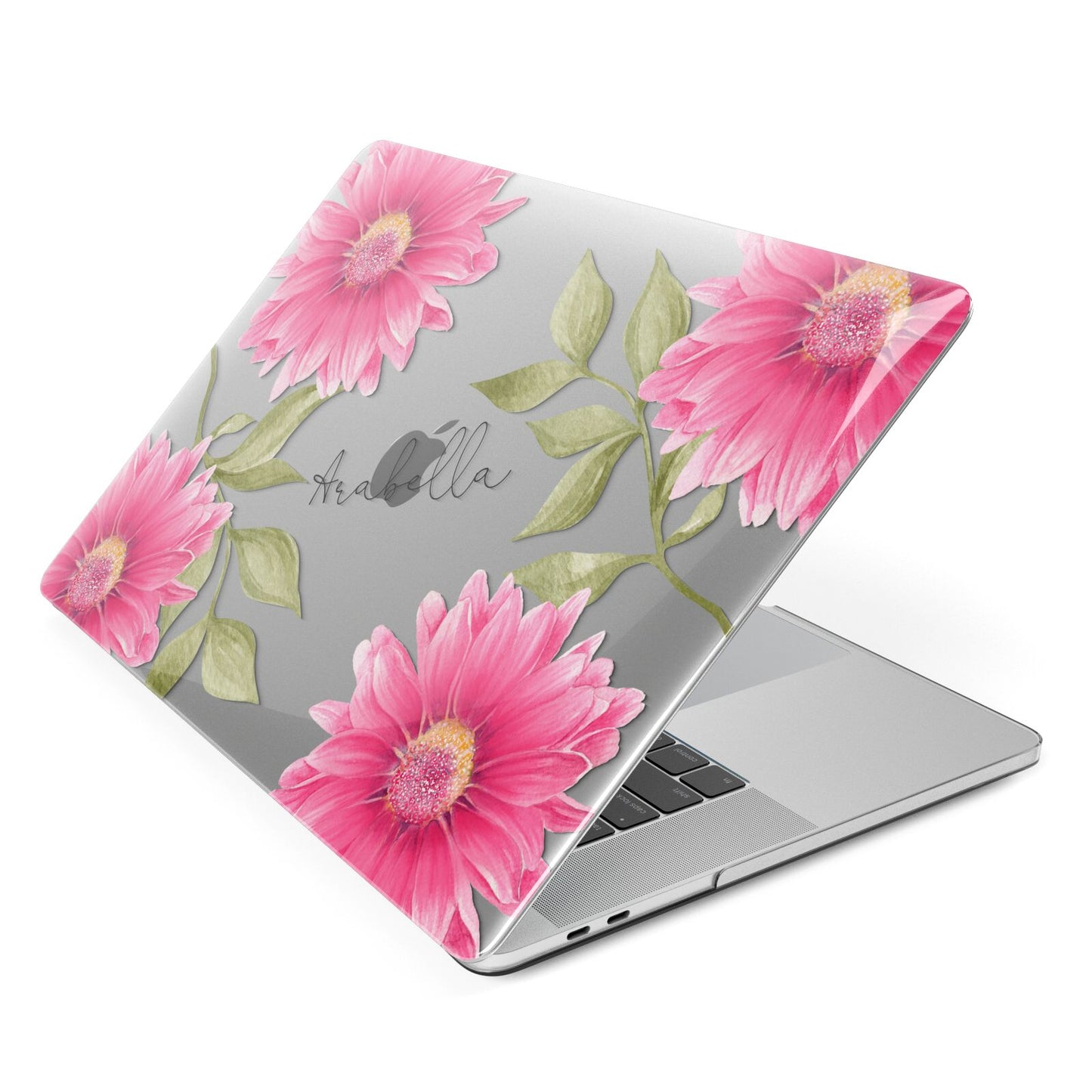 Personalised Gerbera Daisy Apple MacBook Case Side View