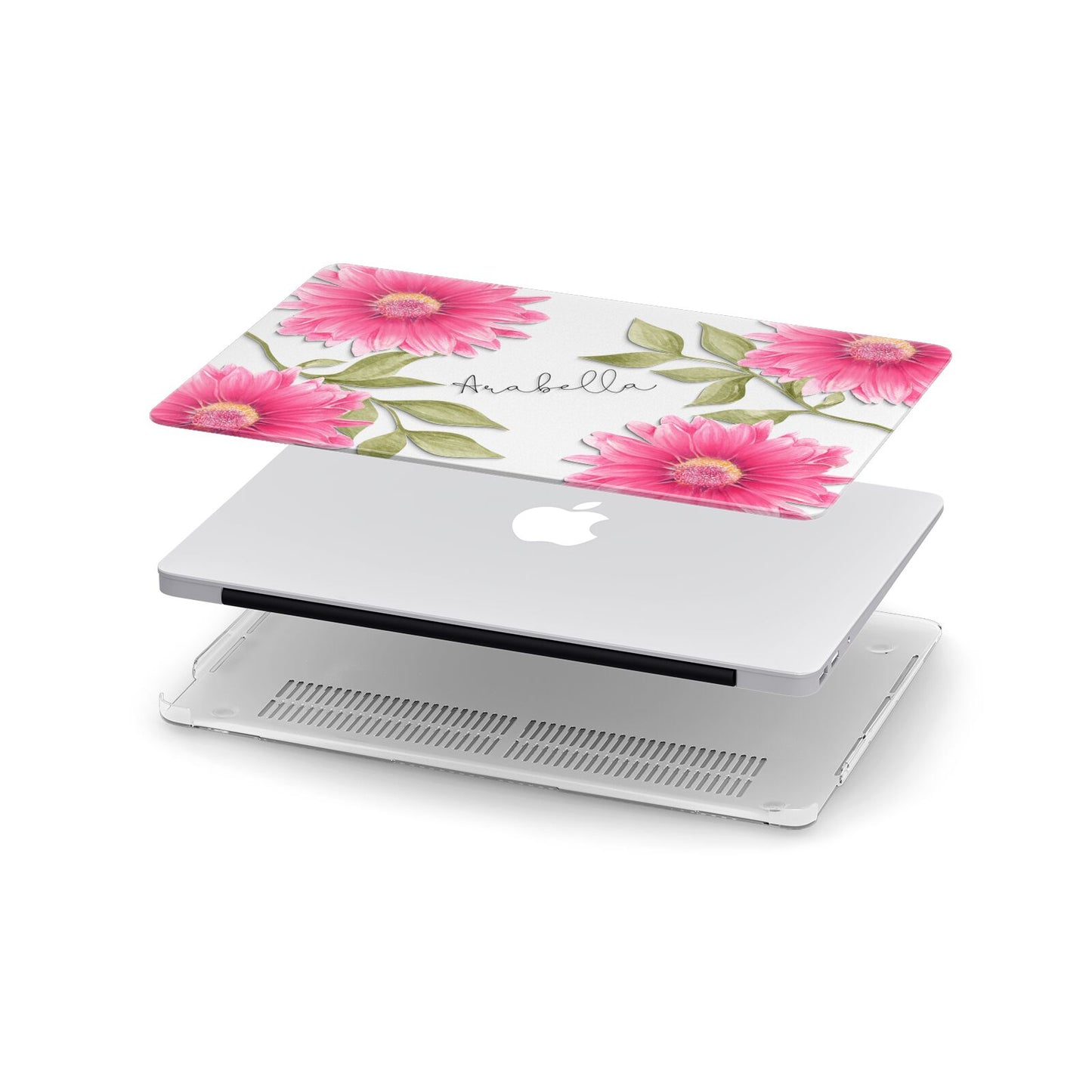 Personalised Gerbera Daisy Apple MacBook Case in Detail