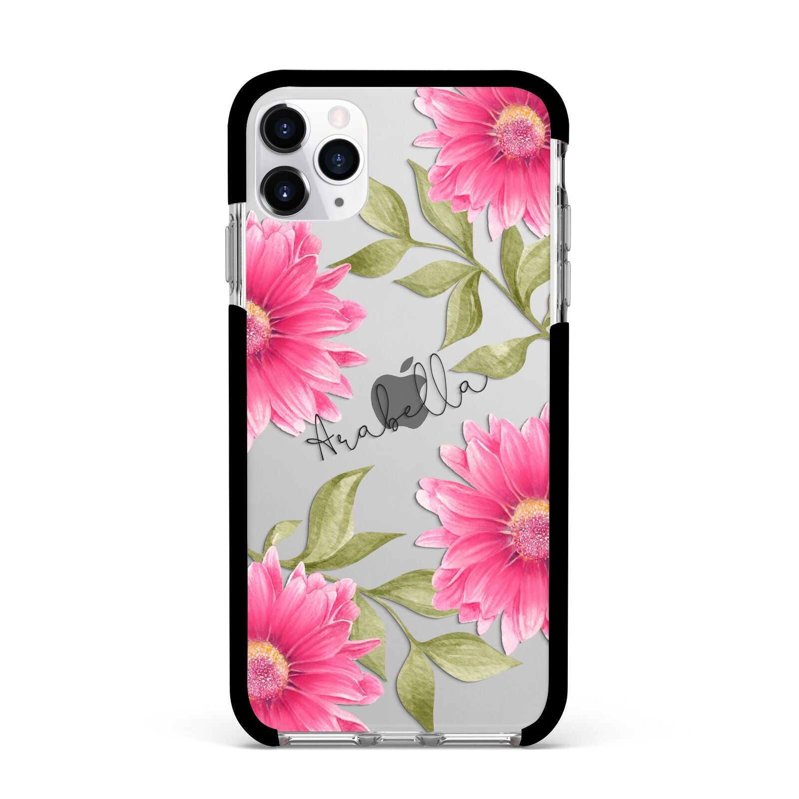 Personalised Gerbera Daisy Apple iPhone 11 Pro Max in Silver with Black Impact Case