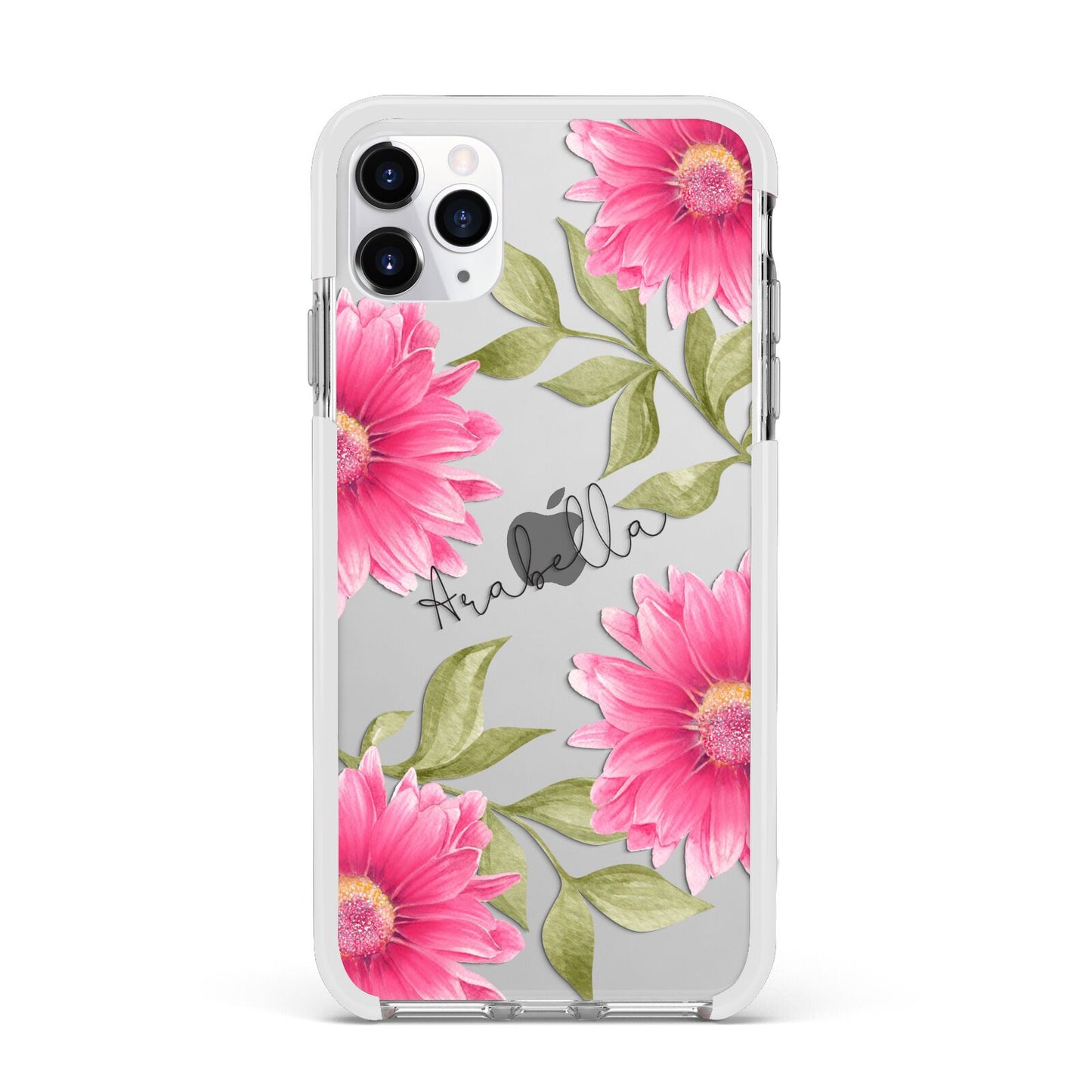 Personalised Gerbera Daisy Apple iPhone 11 Pro Max in Silver with White Impact Case