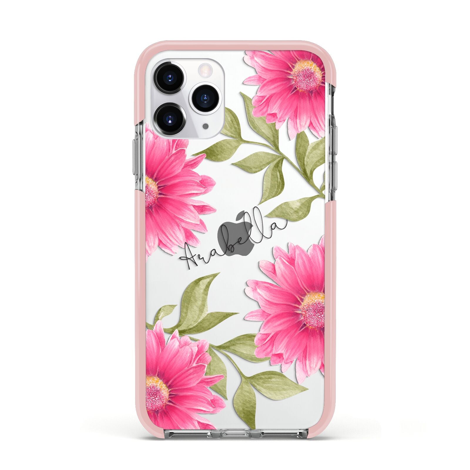 Personalised Gerbera Daisy Apple iPhone 11 Pro in Silver with Pink Impact Case