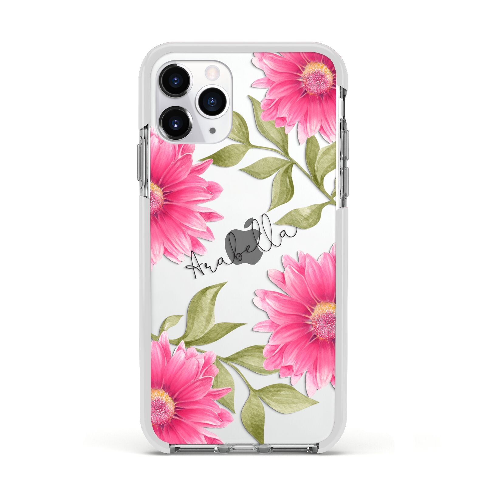 Personalised Gerbera Daisy Apple iPhone 11 Pro in Silver with White Impact Case