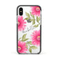 Personalised Gerbera Daisy Apple iPhone Xs Impact Case Black Edge on Silver Phone