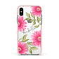 Personalised Gerbera Daisy Apple iPhone Xs Impact Case Pink Edge on Silver Phone