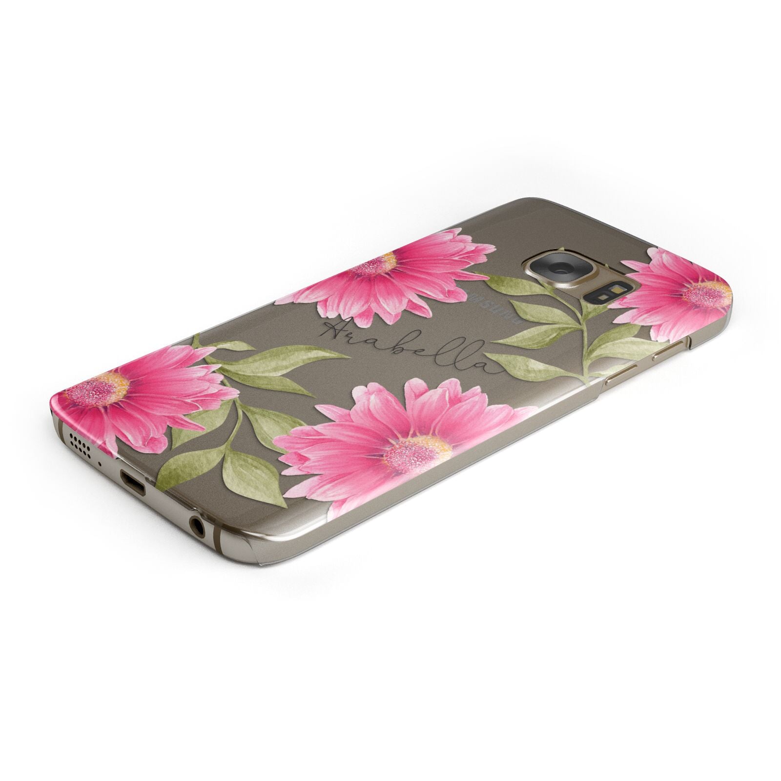 Personalised Gerbera Daisy Protective Samsung Galaxy Case Angled Image