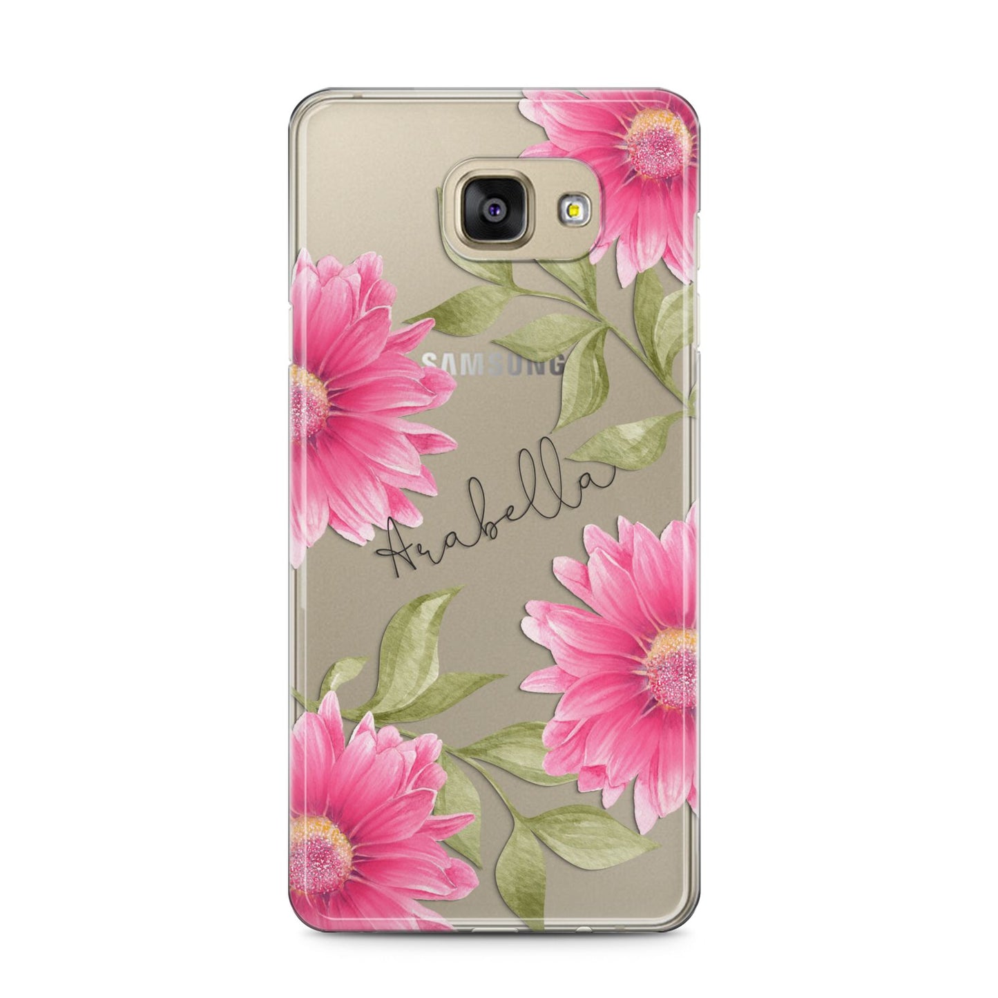 Personalised Gerbera Daisy Samsung Galaxy A5 2016 Case on gold phone