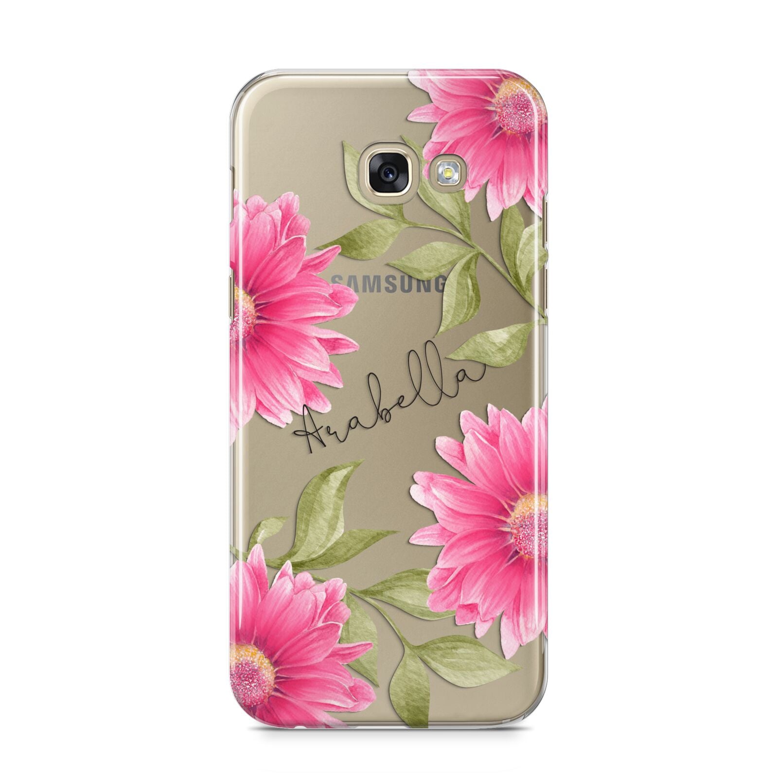 Personalised Gerbera Daisy Samsung Galaxy A5 2017 Case on gold phone