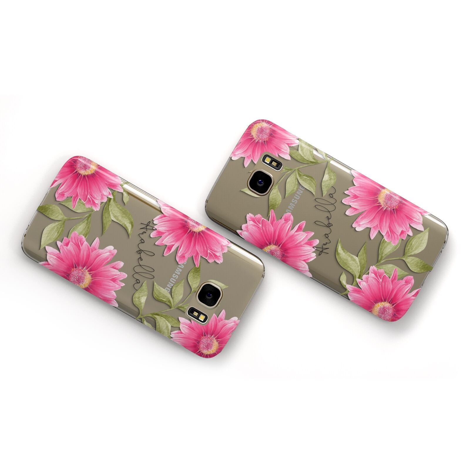 Personalised Gerbera Daisy Samsung Galaxy Case Flat Overview