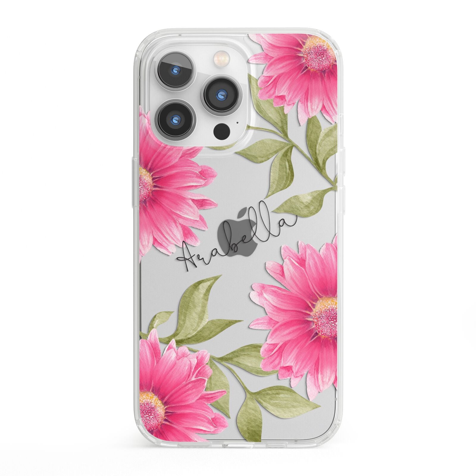 Personalised Gerbera Daisy iPhone 13 Pro Clear Bumper Case