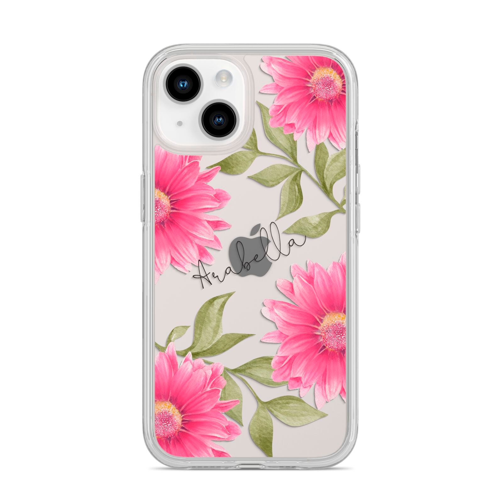 Personalised Gerbera Daisy iPhone 14 Clear Tough Case Starlight